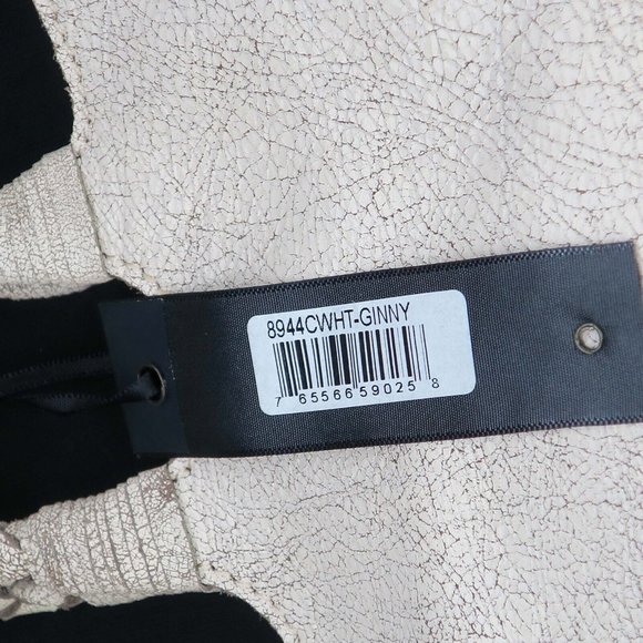 Latico Crackle White Ginny Leather Tote Bag Braided Handle Straps Shoulder Purse - Picture 3 of 5